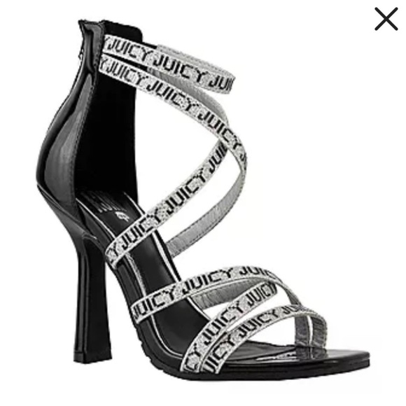 Juicy couture Gabrielle glitter heels size 10 black silver - Picture 4 of 6